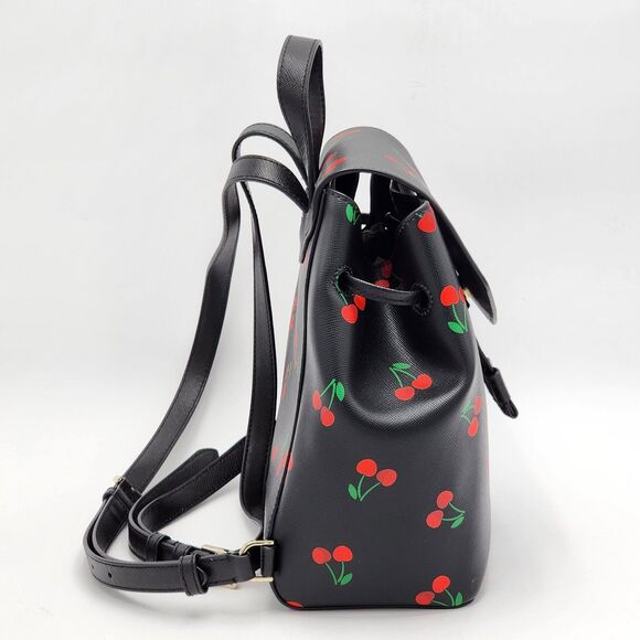 Kate Spade Lizzie Tossed Cherry Print Medium Flap Backpack - Picture 4 of 11